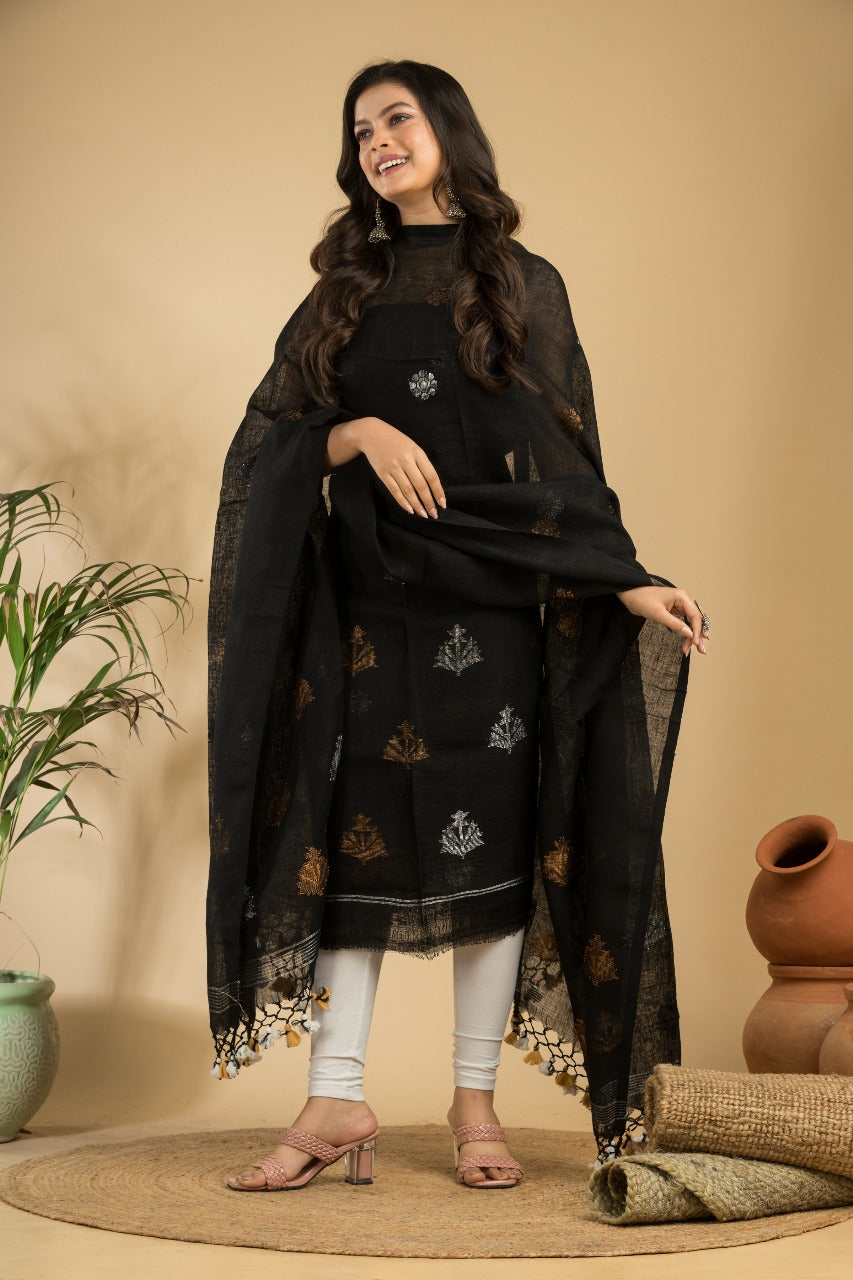 Pure Jayshree Linen Jamdani Work 2 pc Unstitched Suit