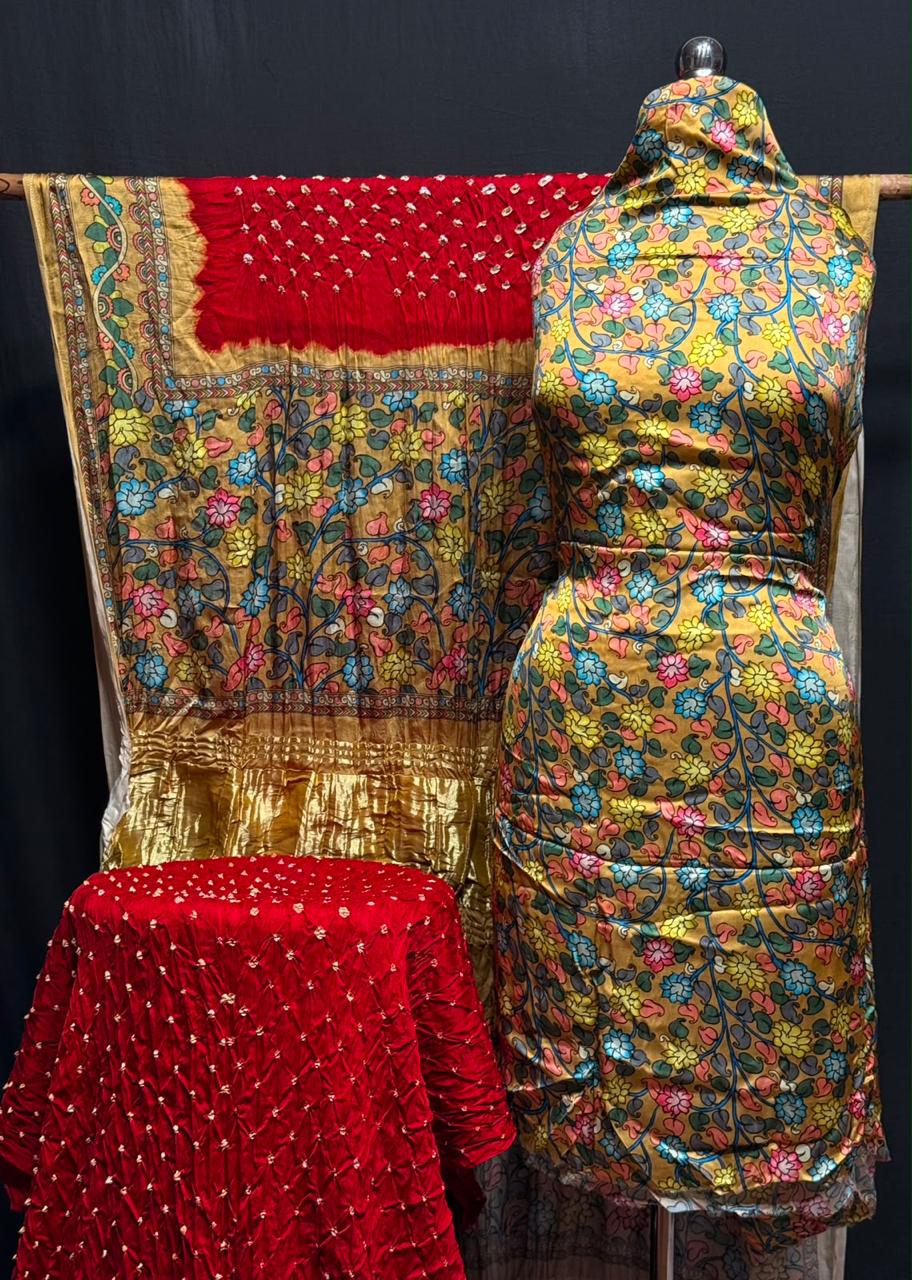 Premium 100% Pure Modal Silk Digital prints kalamkari 3-pc suits