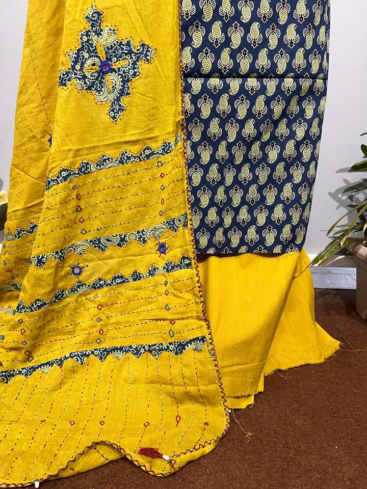 Pure Cotton Azrakh Print Unstitched suit With Dupatta