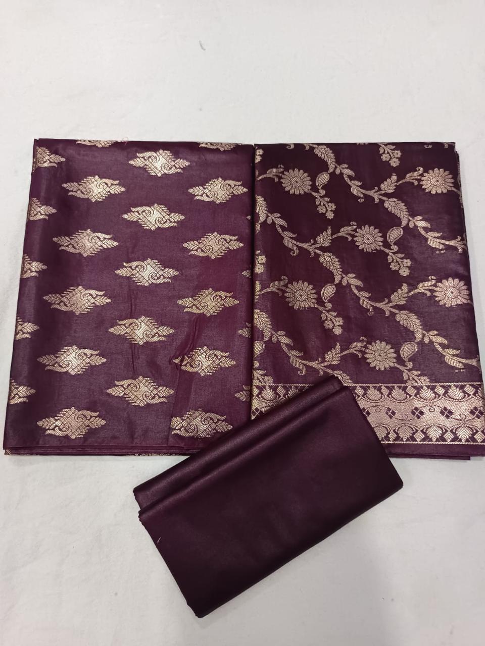 Banarasi  Resham Silk Cotton Zari  Work Unstitched Suit