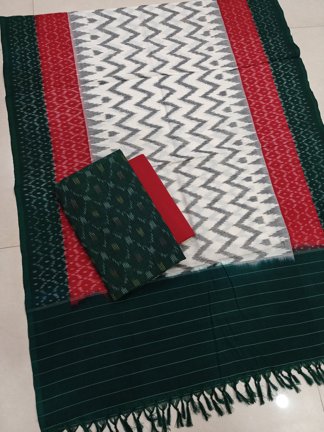 Pure Double Ikkat Cotton Unstitched Suit.