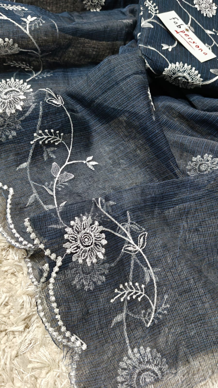 Pure Kota Doriya Resham Work Unstitched Suits With Chikankari Bottom