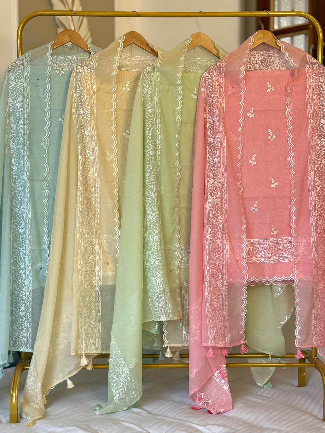 Pure Banarasi Mul Chanderi Silk Unstitched Suit With Embroidery Work