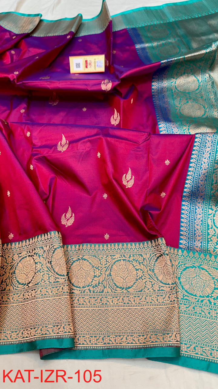 Pure Katan silk Saree with Antique Zari Work Saree.