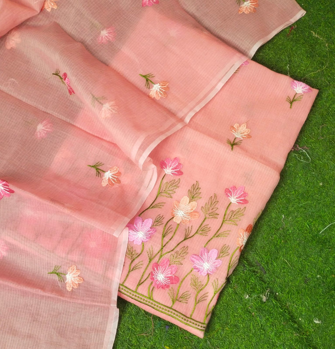 Exclusive Pure Kota Cotton Unstitched Suit With Embroidery Work