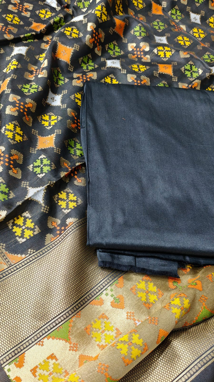 Banarasi Soft Silk Unstitched Suit with digital print Dupatta,