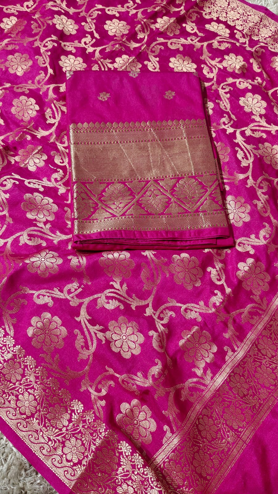 Banarasi Chanderi Silk zari  Work Unstitched Suit