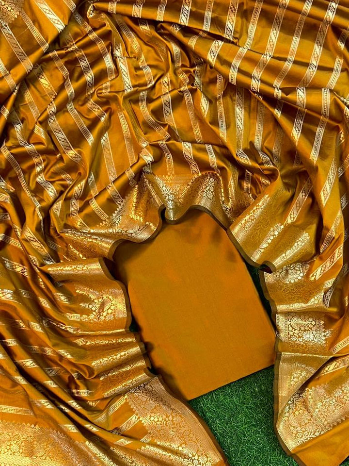 Exclusive Banarasi Soft Silk 3 pc Unstitched Suit .
