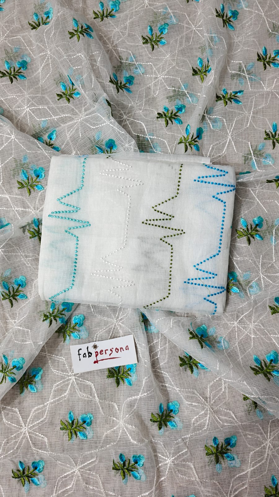 Pure Kota Doriya Resham Work Unstitched Suits With Chikankari Bottom.