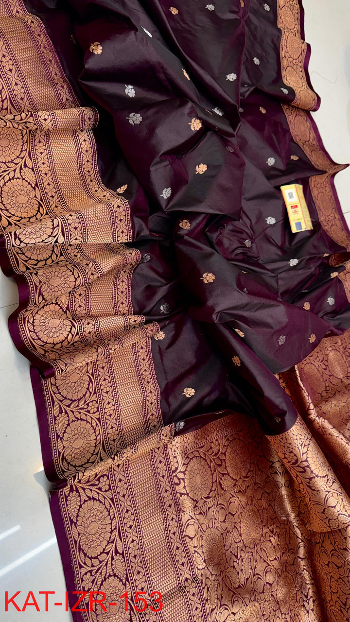 Pure Katan silk Saree with Antique Zari Work Saree.