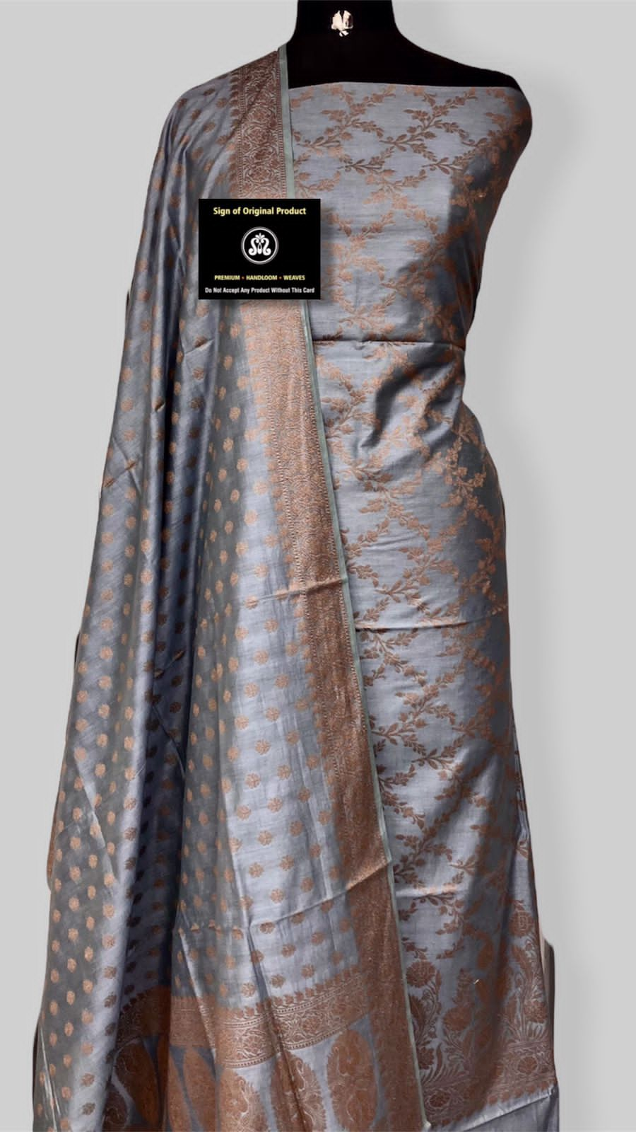 Banarasi Chiniya Silk Zari Work  Unstitched Suit With Chiniya Silk Dupatta.