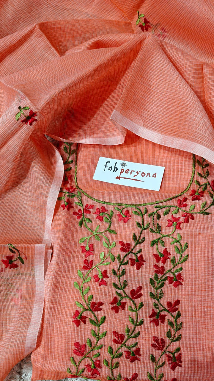 Pure Kota Doriya Resham Work Unstitched Suits With Kota Doriya Dupatta .