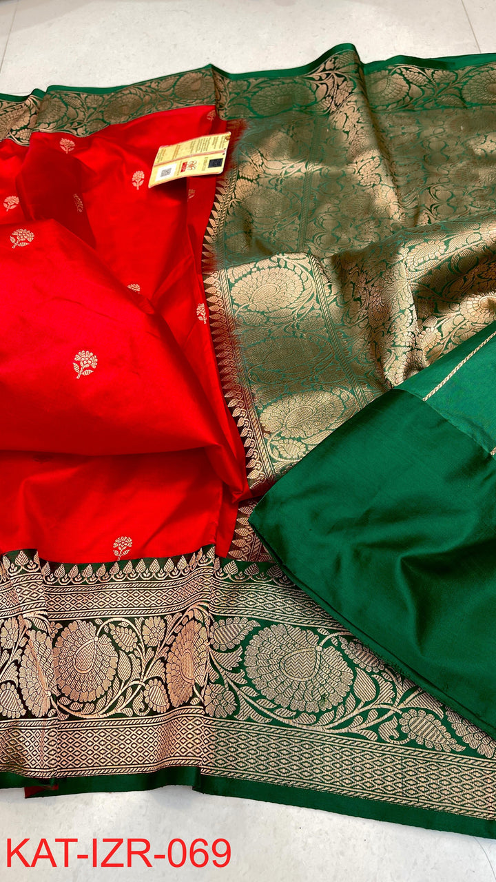 Pure Katan silk Saree with Antique Zari Work Saree.