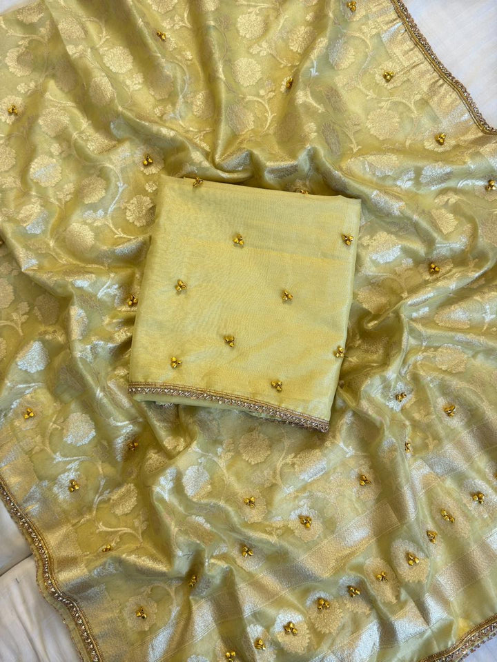 Elegant Tissue Ghungroo Unstitched  Suit