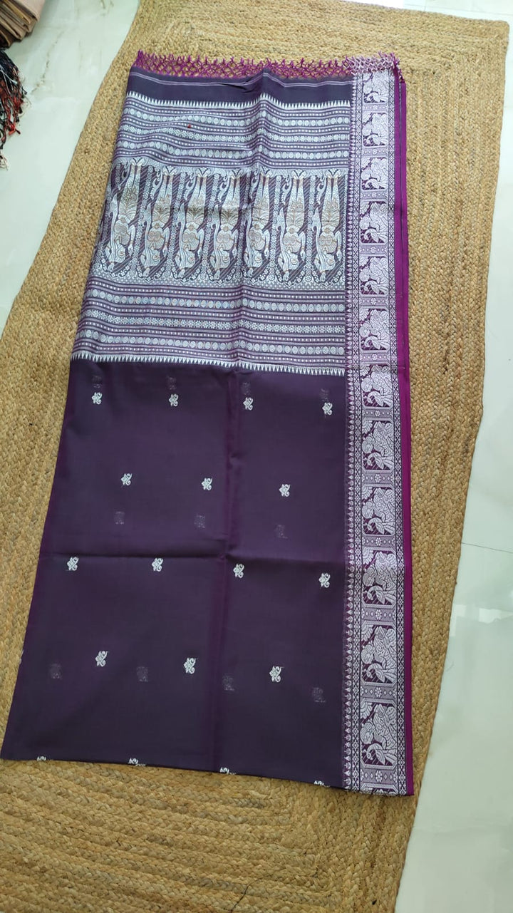 Pure Cotton Baluchuri Saree With Blouse (100count).