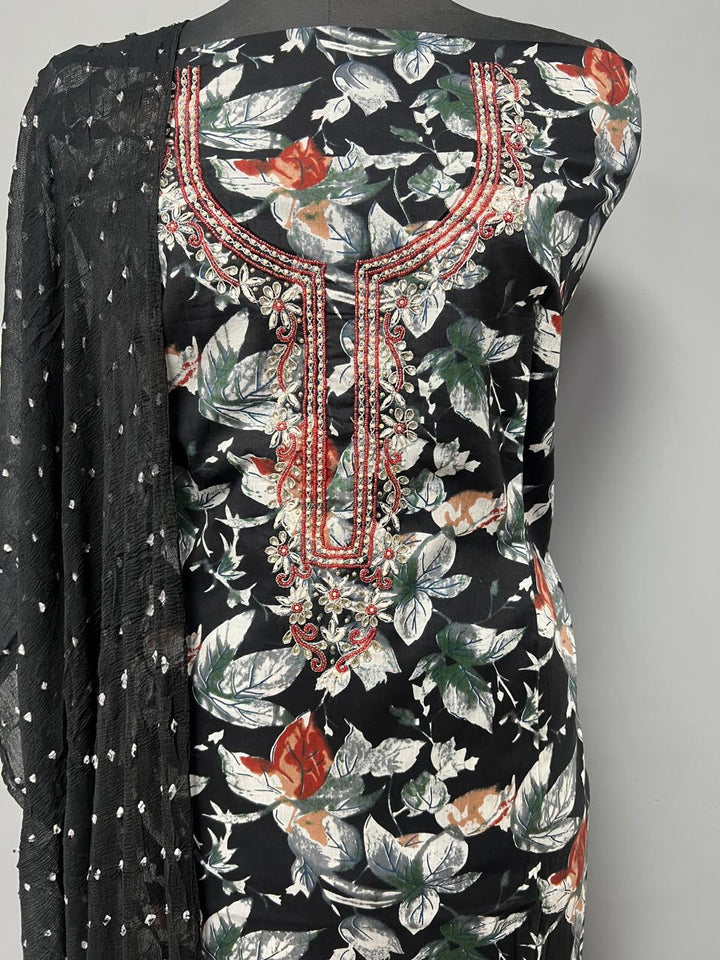 Pure Cotton Hand Block Gotta patti Work unstitched suit