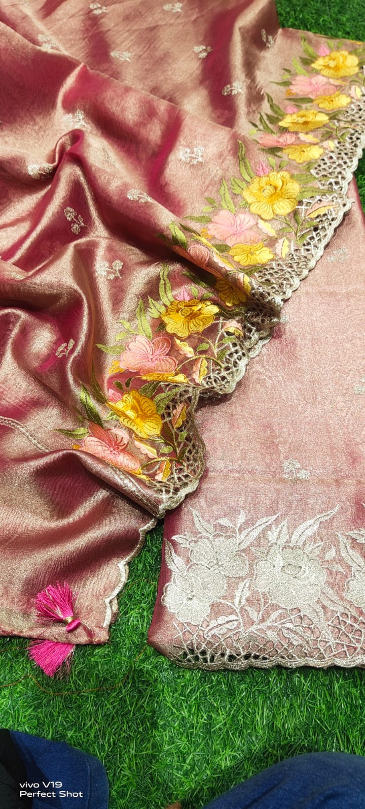 Pure Banarasi Tissue Silk Unstitched Suit with beautiful embeoidery | LIMITED EDITION |