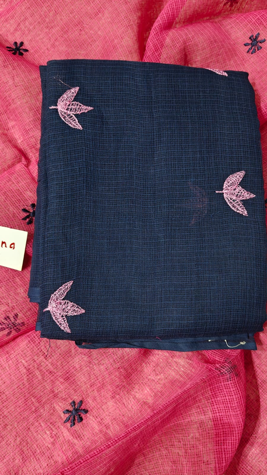 Indigo Kota Doria Salwar Suit with Embroidery work
