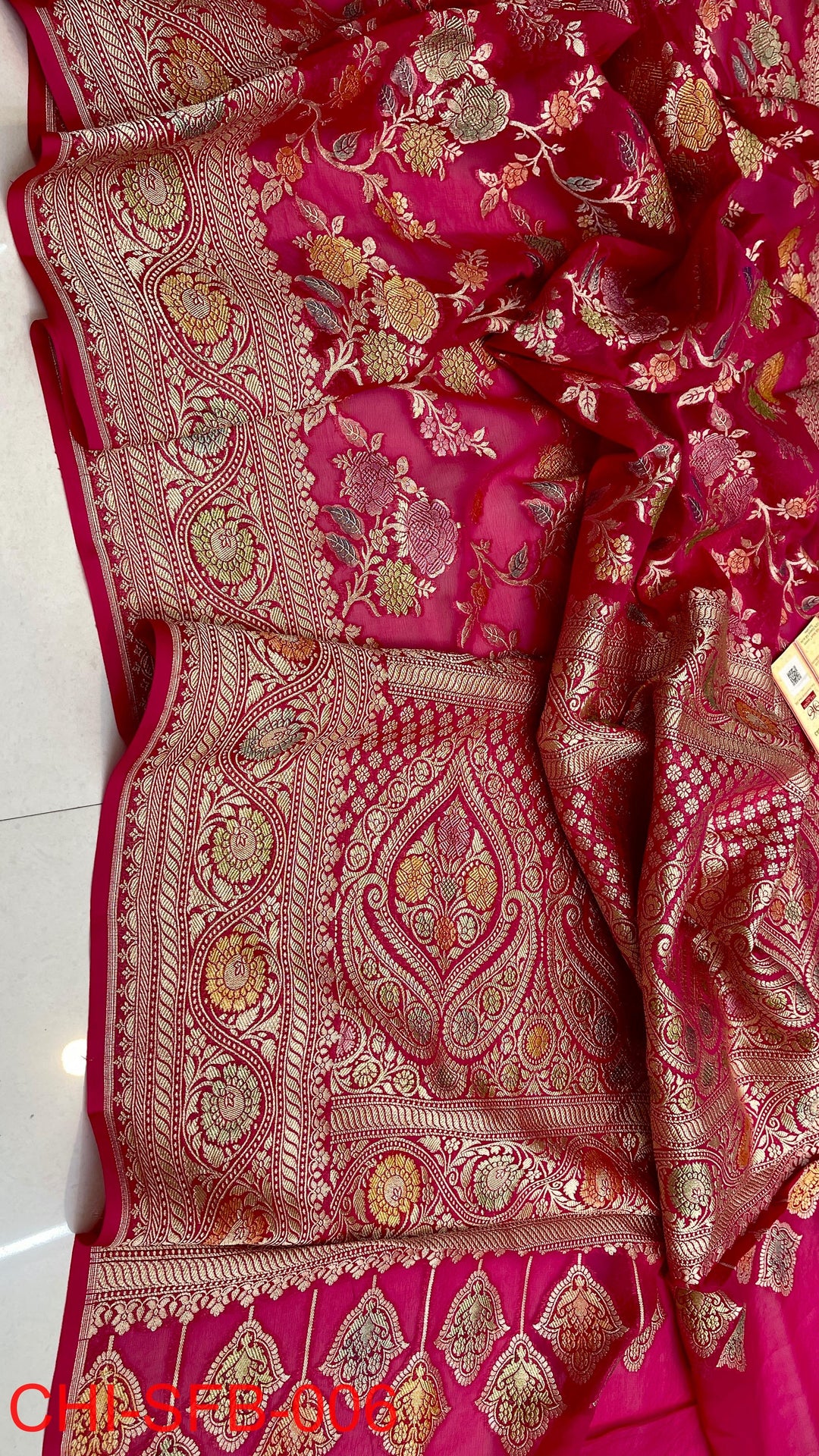 Pure Banarasi Handloom Khaddi Georgette Silk Water Zari Work Saree .| NEW EDITION |