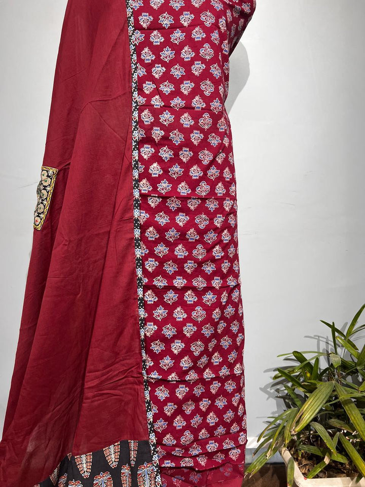 Pure Cotton Azrakh Print Unstitched suit With Dupatta
