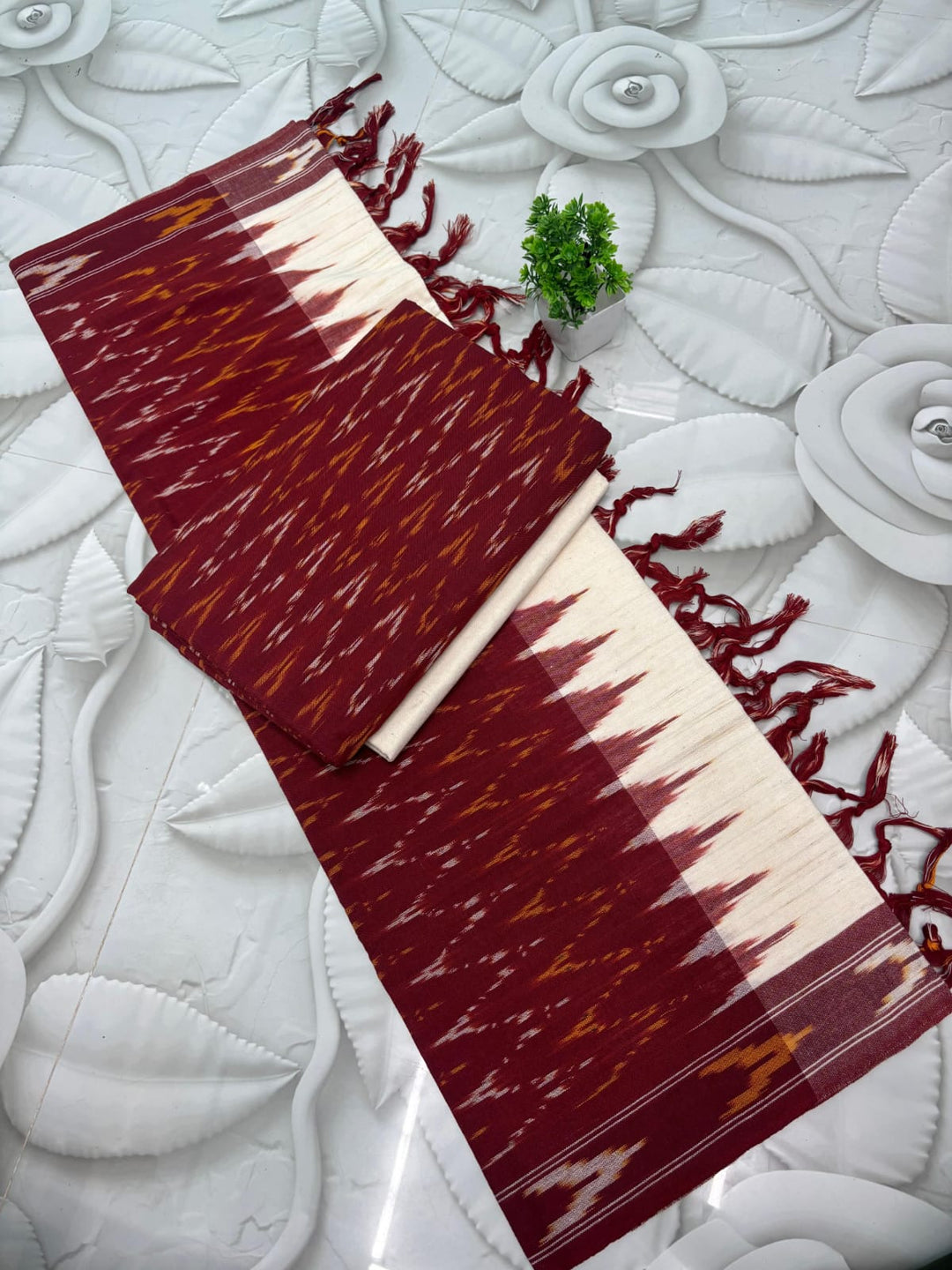 Pure Single Ikkat Cotton Unstitched Suit.
