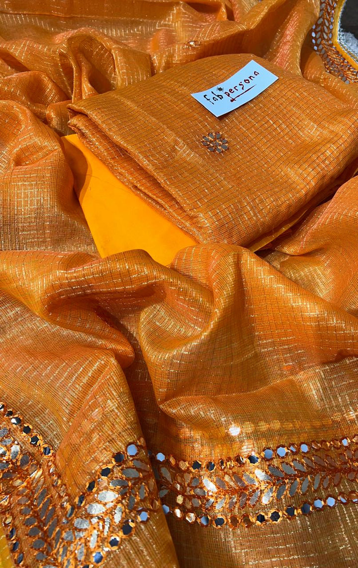 Kota Doriya  Hand Gotta Patti Work Unstitched Suit