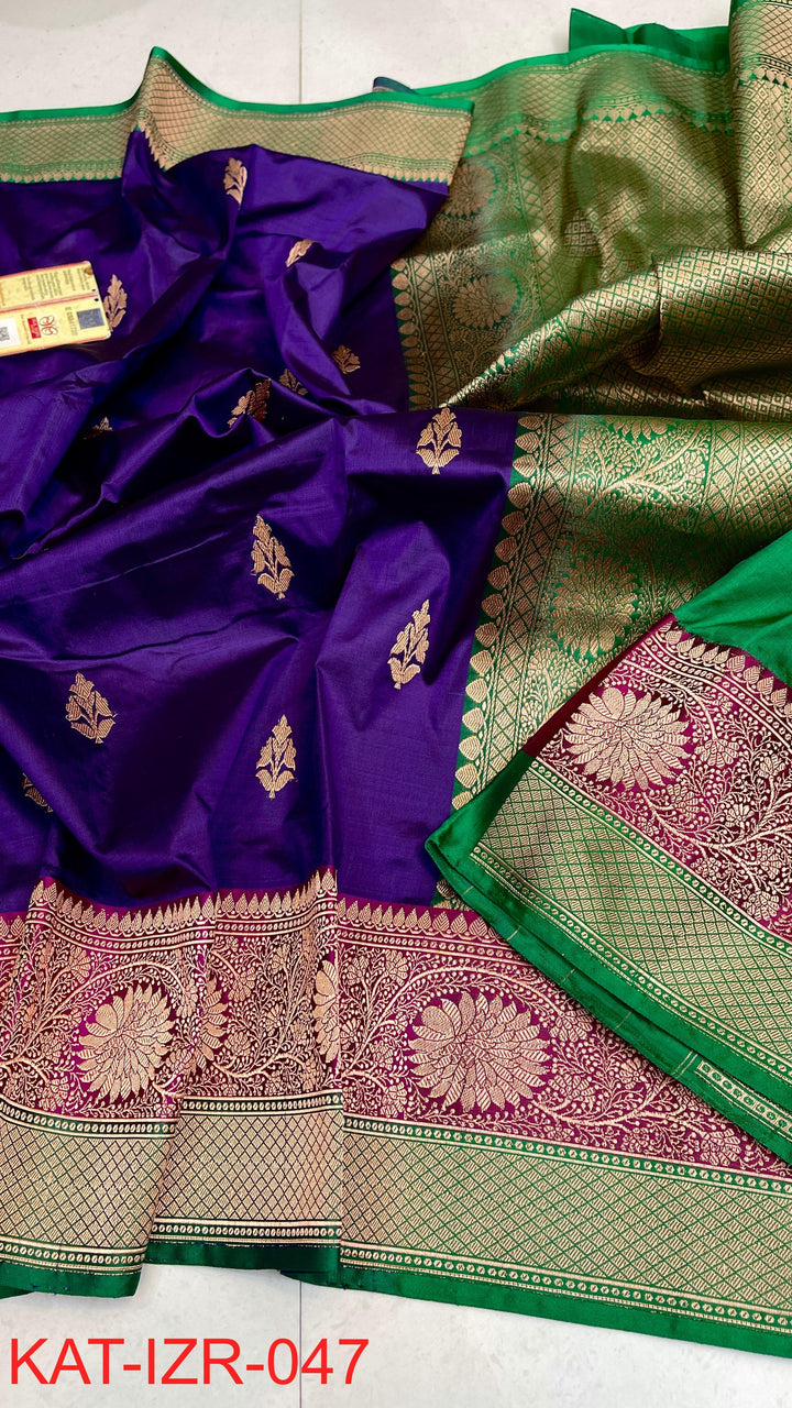 Pure Katan silk Saree with Antique Zari Work Saree.