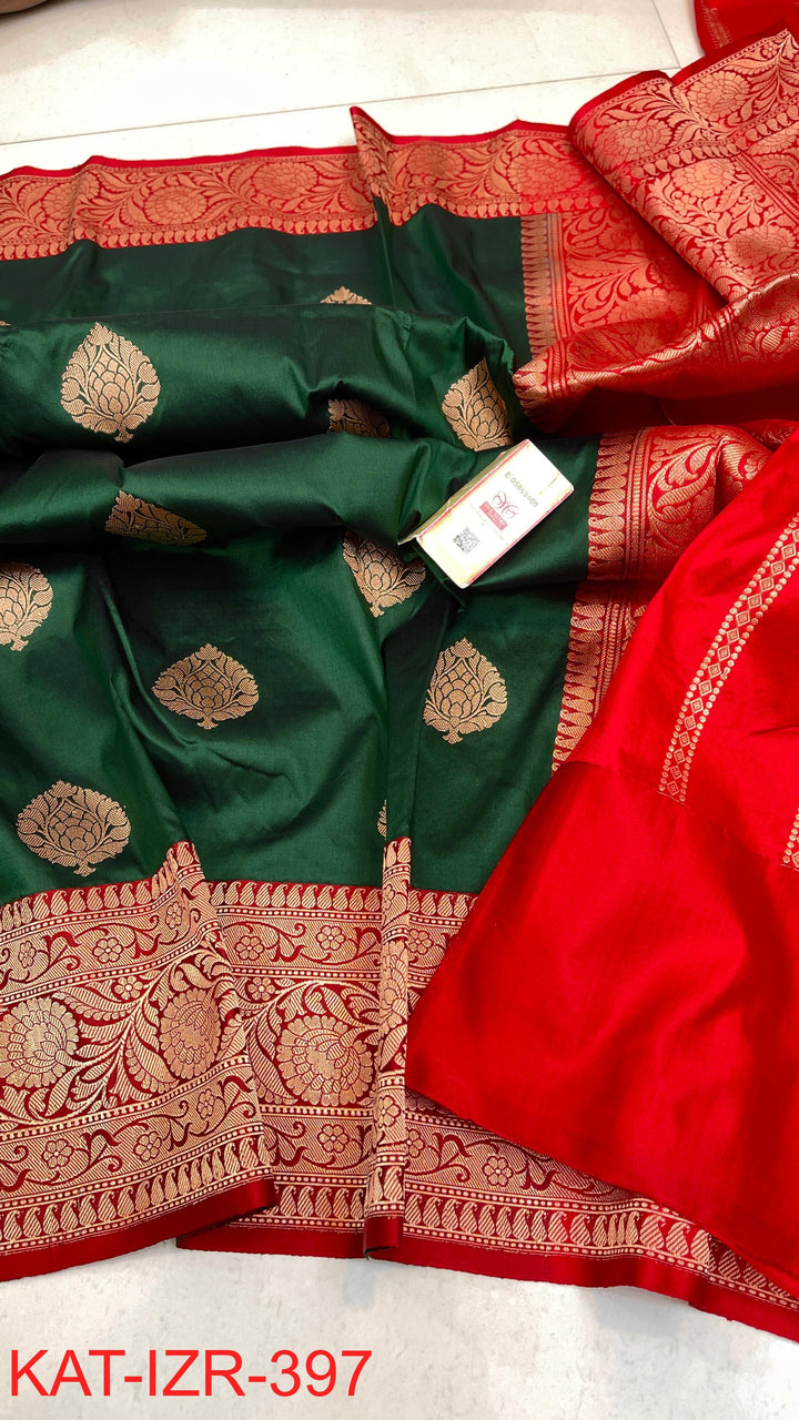 Pure Katan Silk Saree With Antique Zari Work Saree.