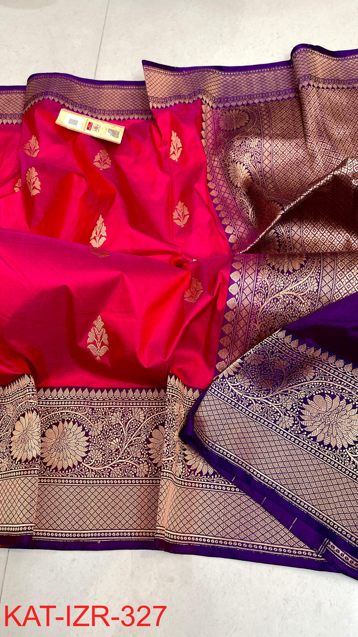 Pure Katan Silk Saree With Antique Zari Work Saree.