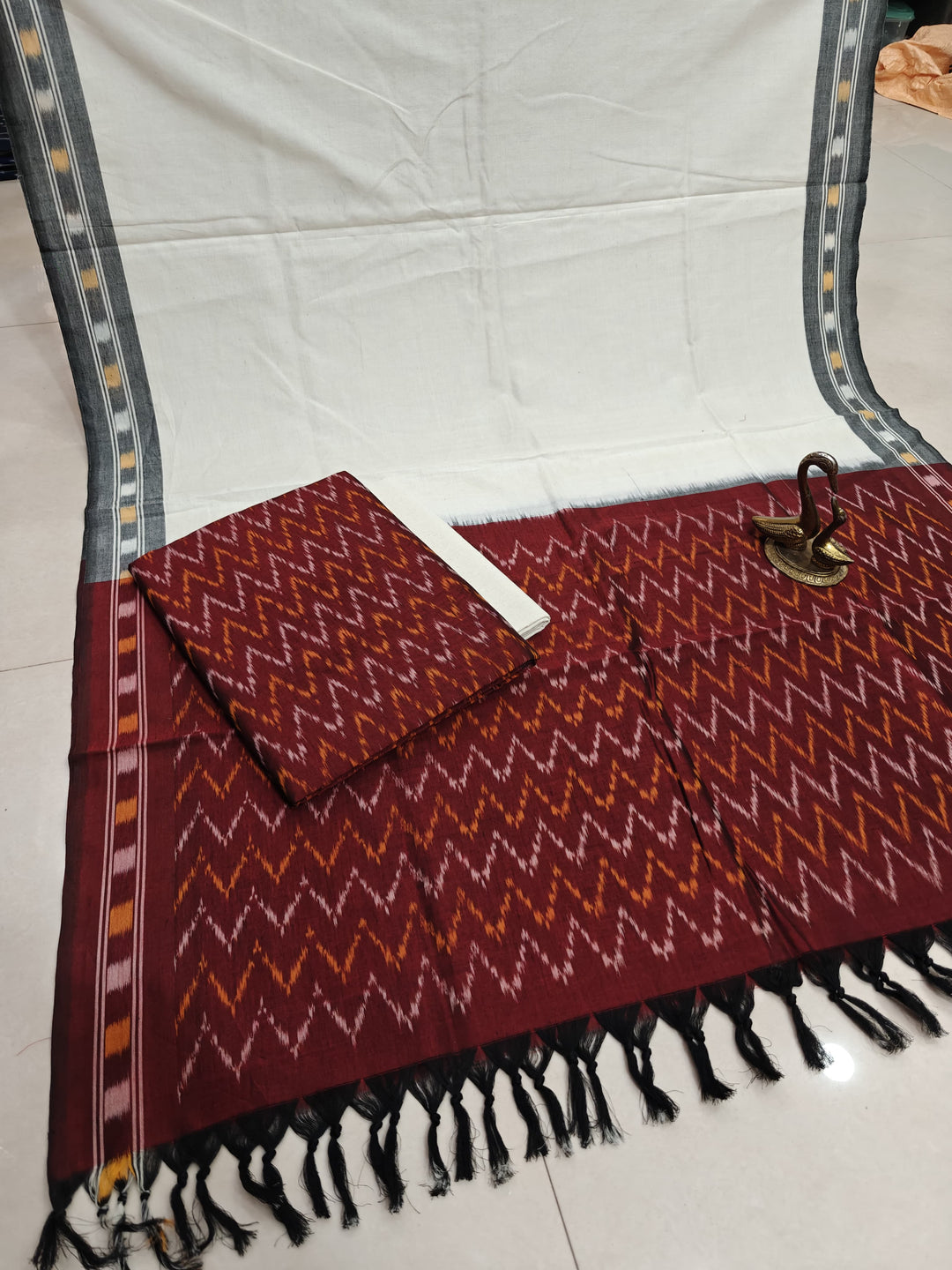 Pure mercrized Ikkat Cotton Unstitched Suit.
