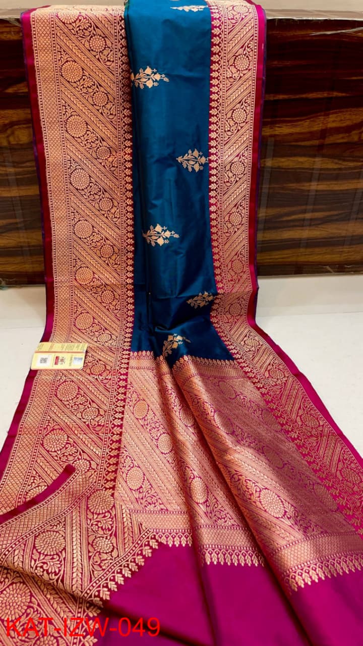 Pure Banarasi Katan Silk Saree With Antique Zari Work .