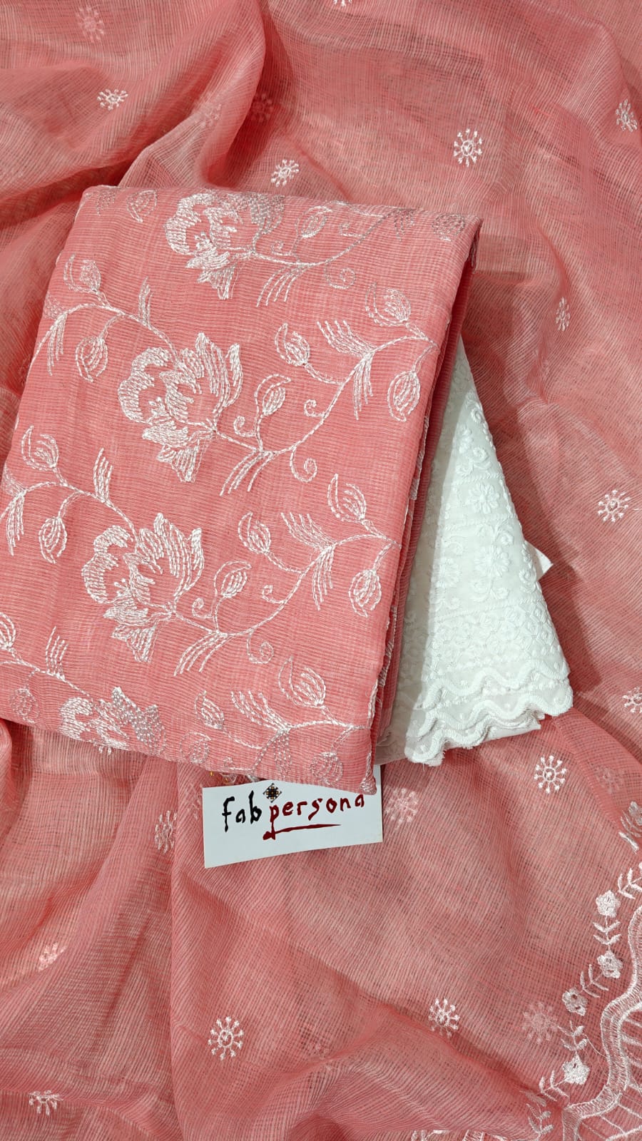 Pure Kota Doriya Resham Work Unstitched Suits With Chikankari Bottom .