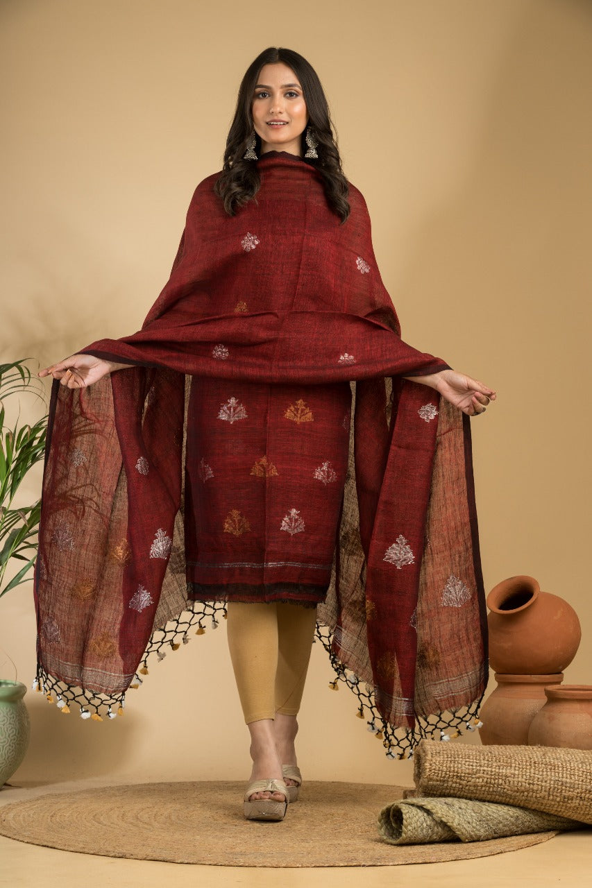Pure Jayshree Linen Jamdani Work 2 pc Unstitched Suit