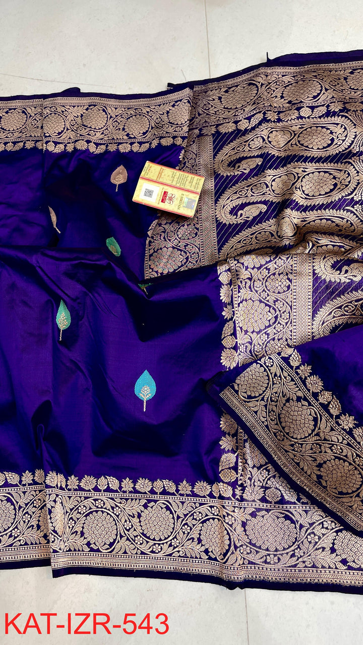 Pure Katan Silk Saree With Antique Zari Work Saree.