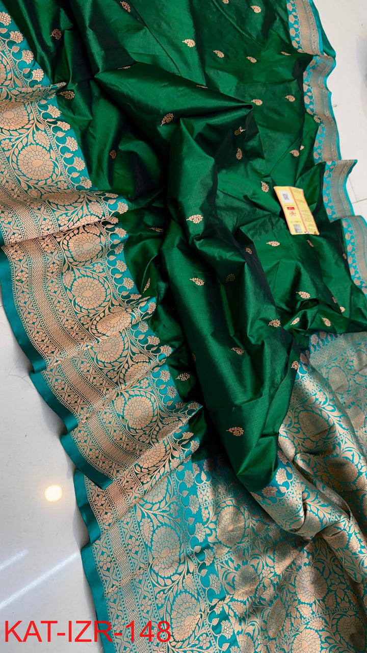 Pure Katan silk Saree with Antique Zari Work Saree.