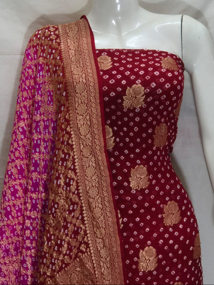 Pure Khaddi Chiffon Neem Zari with Badhni Unstitched Suit With Zari Work.