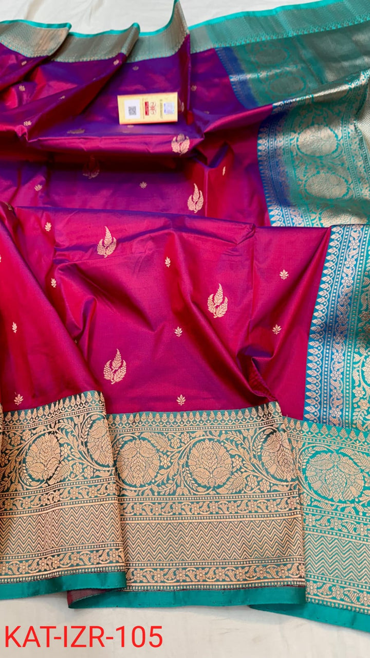 Pure Katan silk Saree with Antique Zari Work Saree.