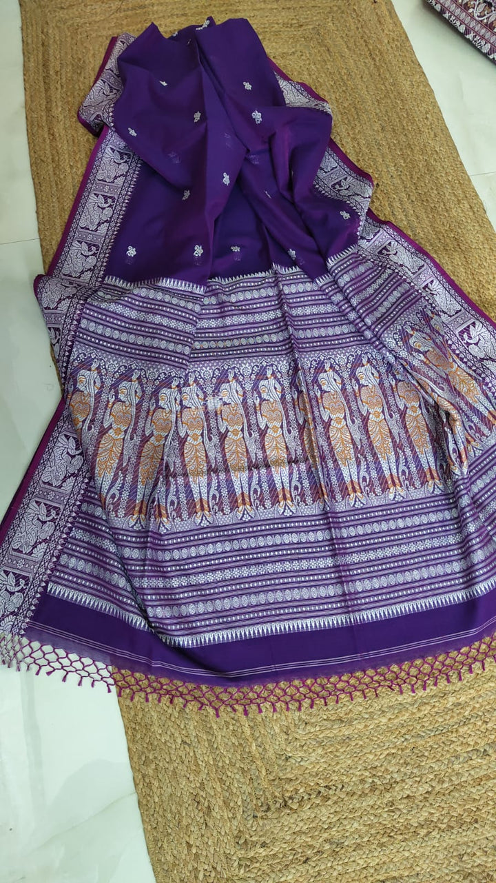 Pure Cotton Baluchuri Saree With Blouse (100count).