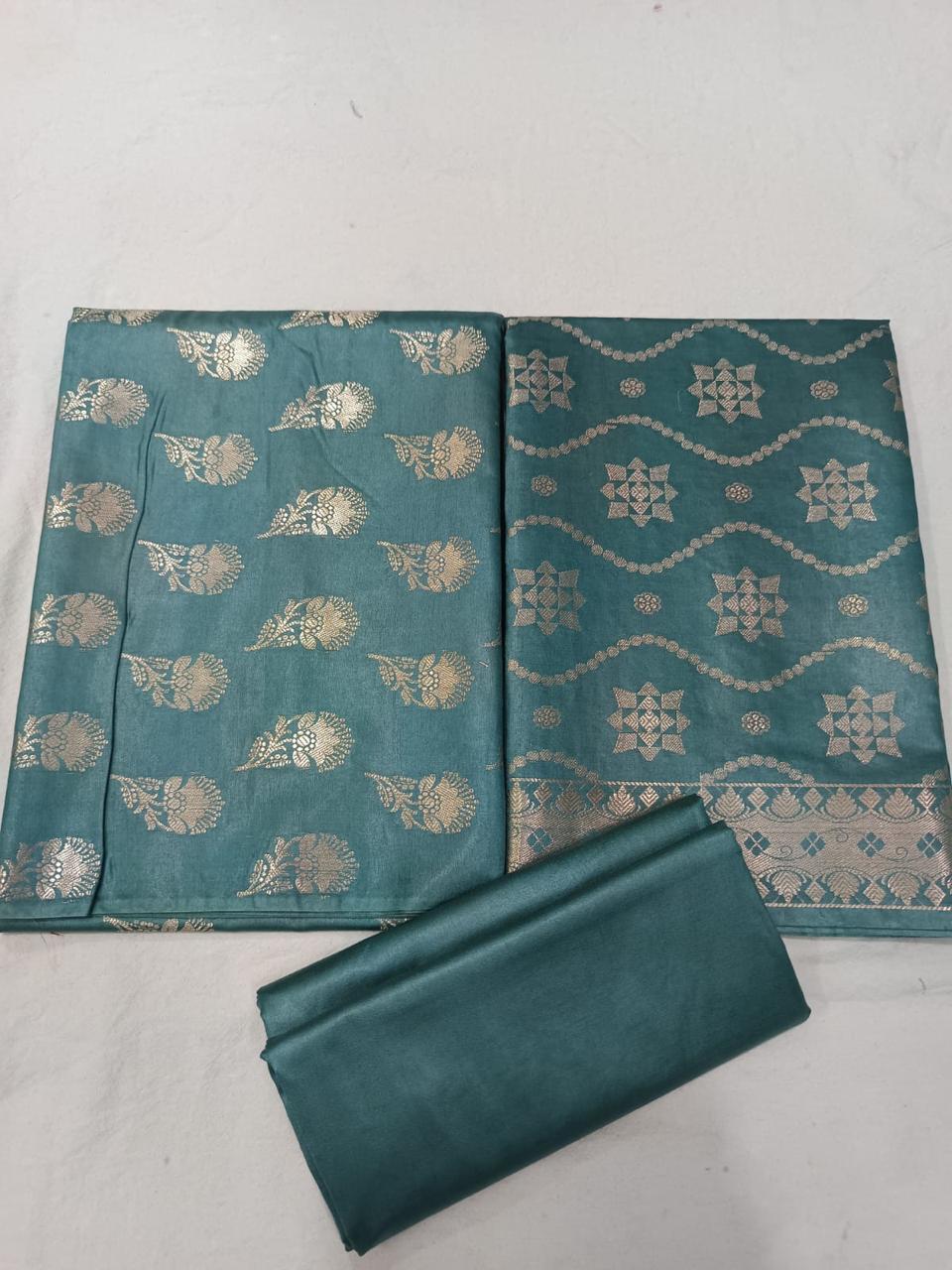 Banarasi  Resham Silk Cotton Zari  Work Unstitched Suit