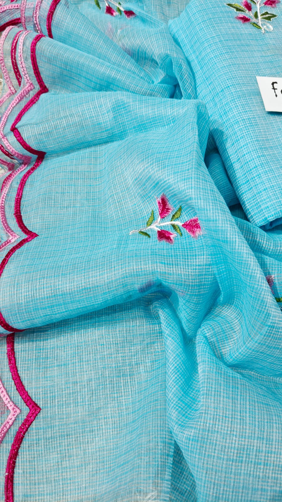 Pure Cotton Kota Doriya Embroidery Unstitched Suit With Dupatta