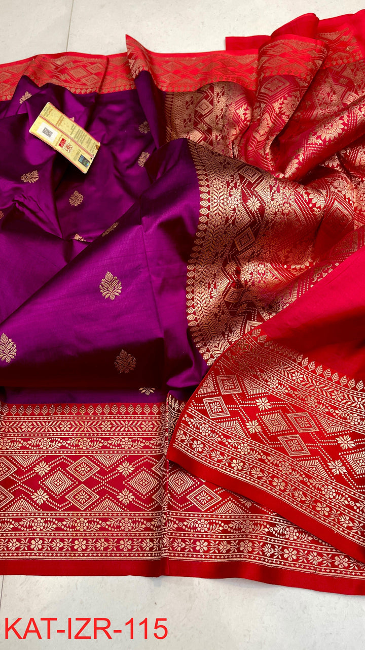 Pure Katan silk Saree with Antique Zari Work Saree.