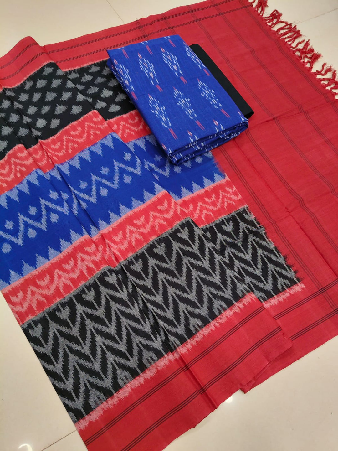 Pure Double Ikkat Cotton Unstitched Suit.