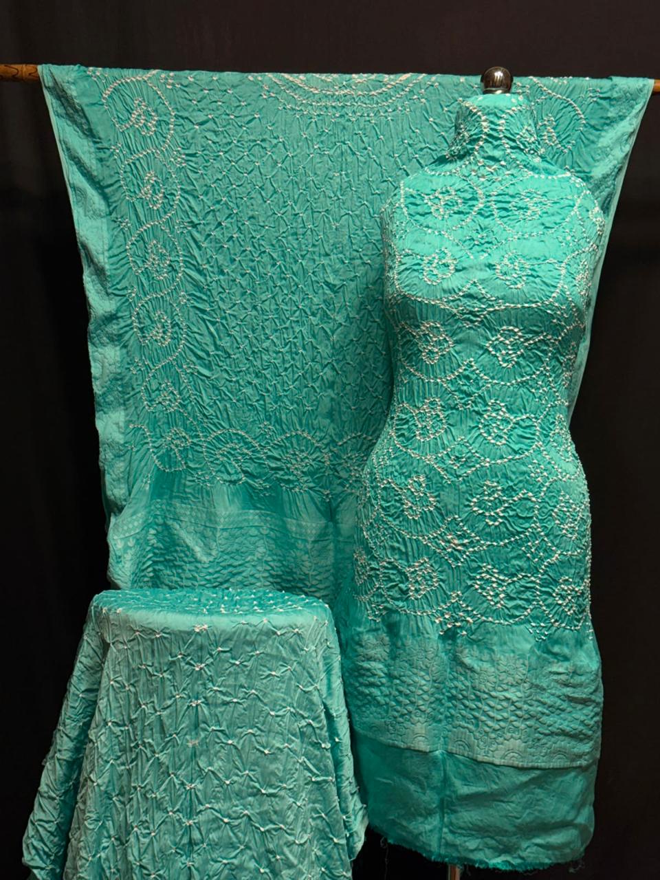 Pure Modal Silk Bandhani Print Unstitched Suit