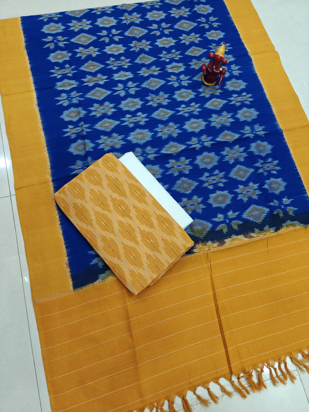 Pure Double Ikkat Cotton Unstitched Suit.