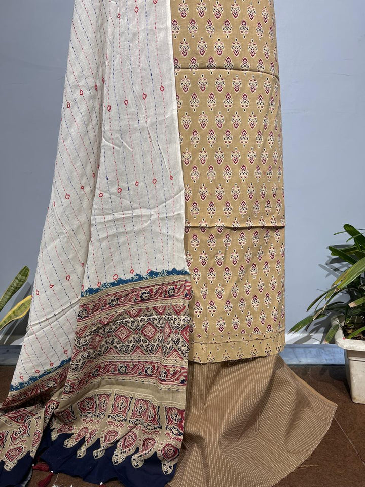 Pure Cotton Azrakh Print Unstitched suit With Dupatta.