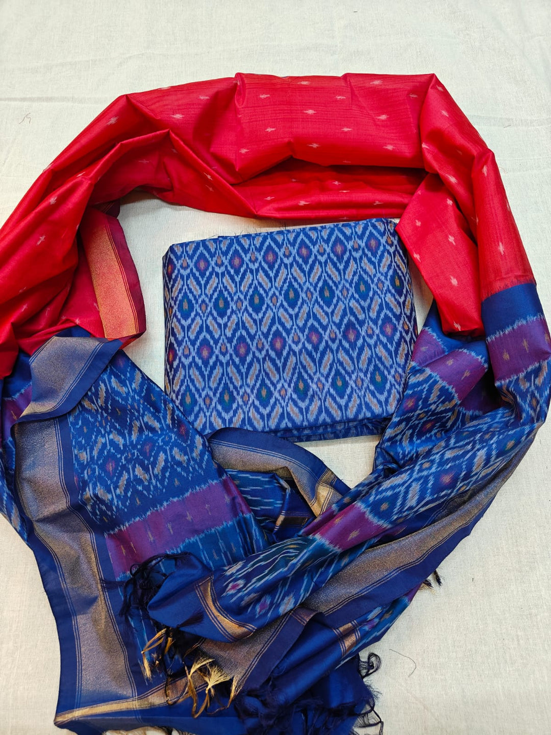 Pure Ikkat Sico Silk Unstitched Suit