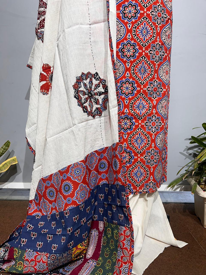 Pure Cotton Azrakh Print Unstitched suit With Dupatta.