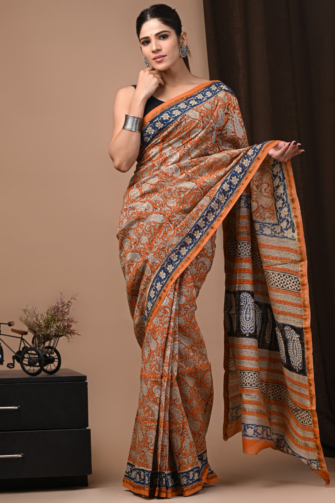 Hand Block Print Pure Chanderi Saree With Blouse