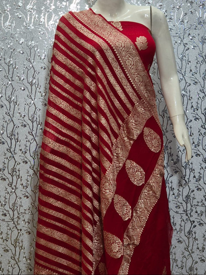 Pure Khaddi Chiffon Unstitched Suit With Zari Work.