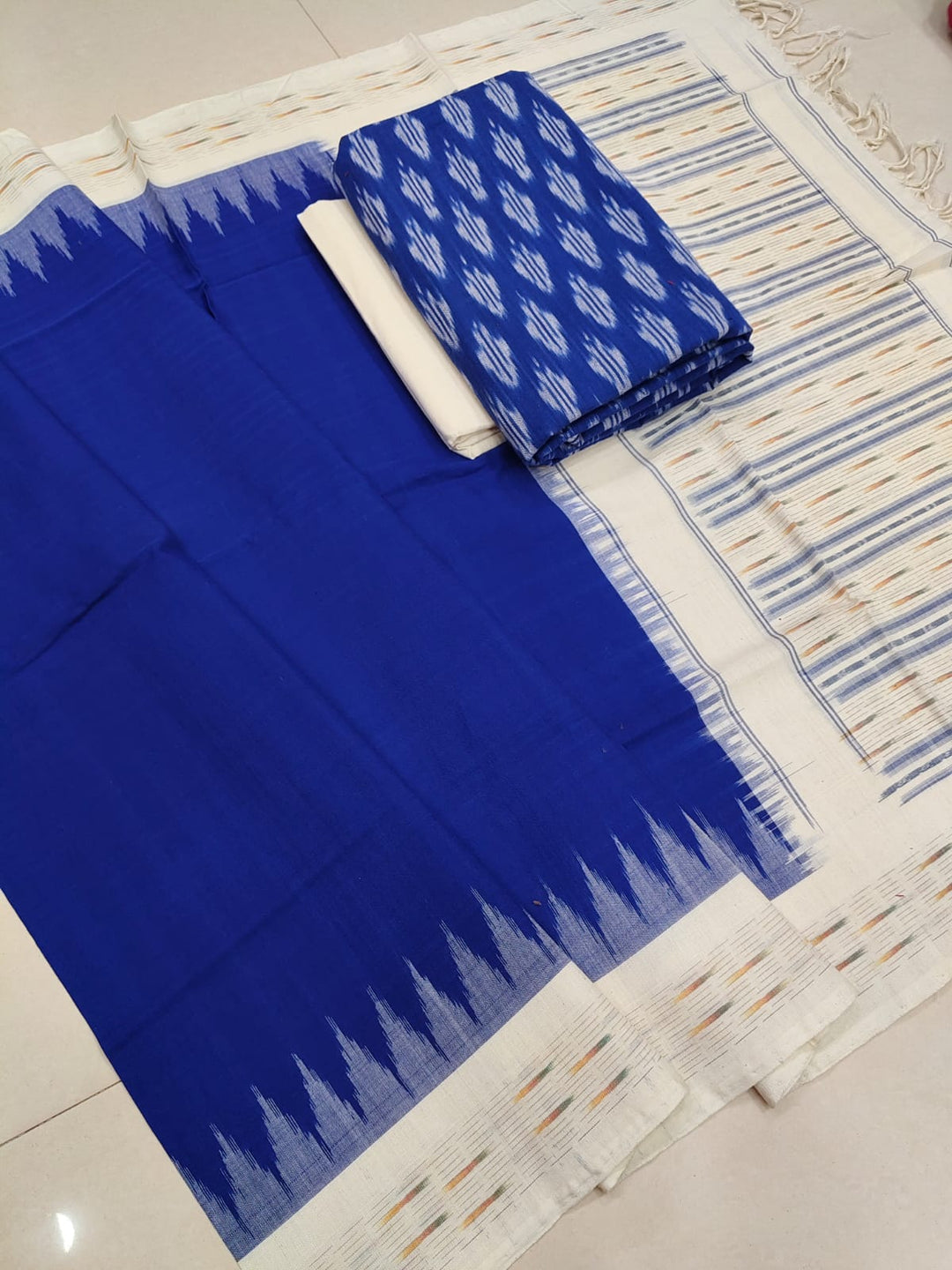 Pure Double Ikkat Cotton Unstitched Suit.